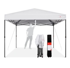 One-Person Setup Instant Pop Up Canopy, 10x10ft, White