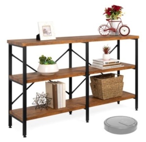 3-Tier Industrial Hallway Console Table, 55in, Brown