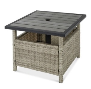 Outdoor Wicker Patio Side Table, Gray