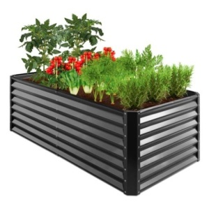 Outdoor Metal Raised Garden Bed, 6x3x2ft, Gray