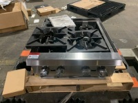 Cayvo Stainless Steel 4-Burner&nbsp;Hot Plate, Liquid Propane. New with one missing cooking grate