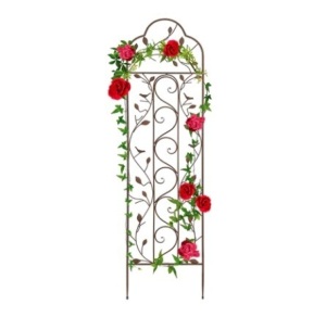 Iron Arched Garden Trellis Fence Panel, 60x15in