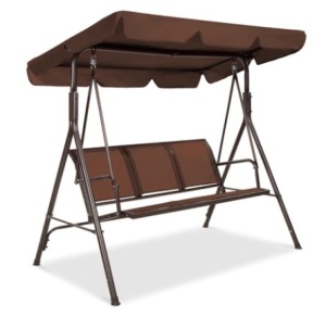 3-Seater Outdoor Canopy Swing Glider, Brown