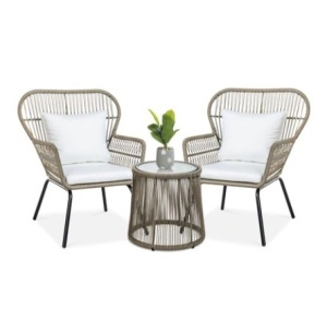 3-Piece Patio Wicker Bistro Set, Tan