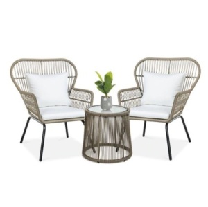 3-Piece Patio Wicker Bistro Set, Tan