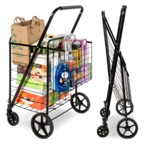 Folding Steel Grocery Cart, Black