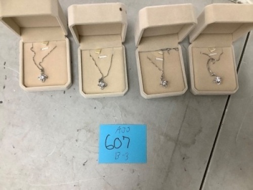 Lot of (4) Silver Heart Pendant Necklaces