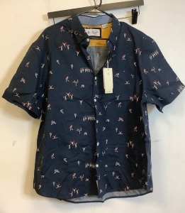 Penguin Mens Short Sleeve Button Up Shirt, XXL, New