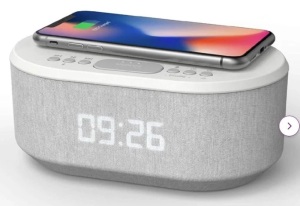 Bedside Radio Alarm Clock With Wireless Charging, Powers Up, E-Commerce Return