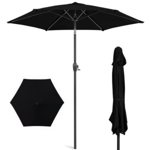 Outdoor Market Patio Umbrella w/ Push Button Tilt, Crank Lift - 7.5ft&nbsp;