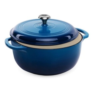 6qt Non-Stick Enamel Cast-Iron Dutch Oven, Deep Blue