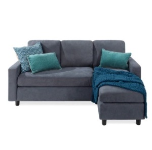 Linen Sectional Sofa Couch, Blue/Gray