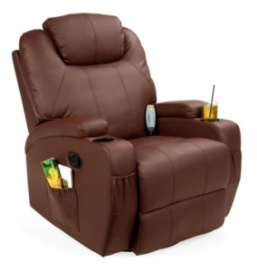 Faux Leather Massage Recliner Chair, Brown