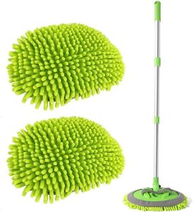 Lot of (4) 2 in 1 Chenille Microfiber Car Wash Brush/Mop Mitt with Long Handle - NEW