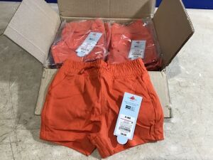 Case of (12) Cat & Jack Orange Shorts, Size 6-9M