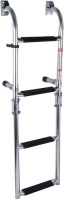 Marine Boat Folding Stainless Steel 4 Steps Ladder,Foldable Pontoon Ladder Stern Mount W Rubber Grips, 2+2 Steps