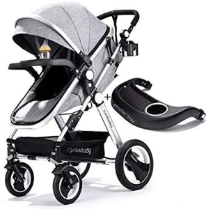 Belecoo Baby Stroller for Newborn and Toddler - Convertible Bassinet Stroller Compact Single Baby Carriage Toddler Seat Stroller Luxury Stroller with Cup Holder (Linen Grey). NEW