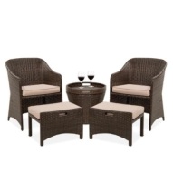 5-Piece Outdoor Wicker Bistro Set, Brown