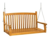 Wooden Hanging Porch Swing Bench,&nbsp;48in, Brown