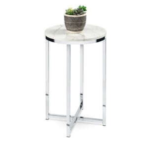 Round Coffee Side Table, 16in, White