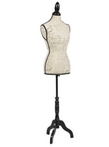Female Mannequin Torso Display w/Wooden Tripod Stand, Adjustable Height, Designer Pattern - Beige