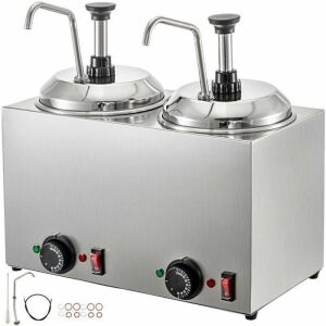 VEVOR 5.2Qt Stainless Steel Hot Fudge Cheese Warmer with 2 Pumps 