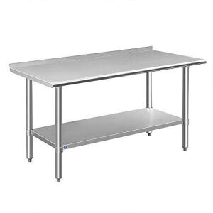 ROCKPOINT Stainless Steel Commercial Prep Table with Adjustable Under Shelf and Table Foot, 60" x 24" - Minor Dent 