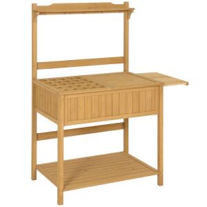 Outdoor Garden Wooden Recessed Storage Potting Bench Work Station