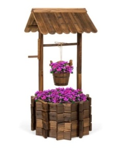 Rustic Wooden Wishing Well Planter