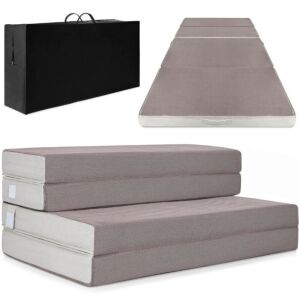 Full Size Folding Portable Mattress Topper w/ Plush Foam - 4in