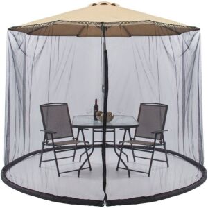 Adjustable Bug Net Accessory for Patio Umbrella w/ Zippered Door - 9ft