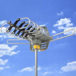 HDTV Rotor Remote Outdoor Amplified Antenna 360° UHF/VHF/FM HD TV 150 Miles