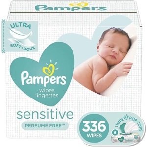 Lot of (2) Pampers Sensitive Diaper Wipes, Hypoallergenic and Unscented, 6 Pop-Top Packs, 336 Total Wipes - New