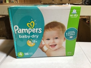 Pampers Baby-Dry Diapers, Size 4, 186ct - New