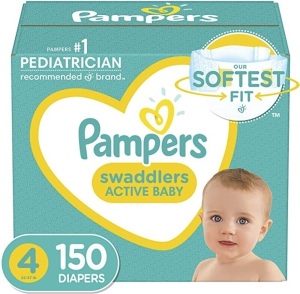 Pampers Swaddlers Baby Diapers, Size 4, 150 Ct - New 