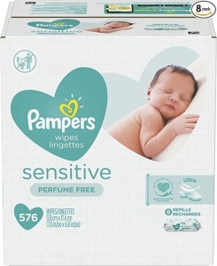 Pampers Sensitive Water Based Baby Diaper Wipes, Hypoallergenic and Unscented, 8 Refill Packs - New 