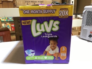 Luvs Ultra Leakguards Disposable Baby Diapers, Size 3, 198 Ct - New 