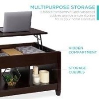 Multifunctional Lift Top Coffee Table w/ Hidden Storage, 3 Cubbies