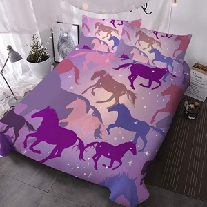 BlessLiving Horse Bedding for Girls, Twin Size, 3 Pieces Duvet Cover and 2 Pillowcases - E-Comm Return, Appears New 