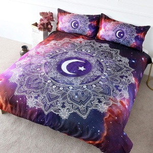 BlessLiving Celestial Mandala Bedding Cosmic Moon and Star Duvet Cover 3 Pieces, Queen - Appears New 