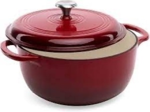 6qt Non-Stick Enamel Cast-Iron Dutch Oven Kitchen Cookware w/ Side Handles