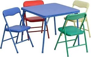 Flash Furniture Kids Colorful 5 Piece Folding Table and Chair Set 