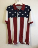 American Flag Mens Polo, L, New