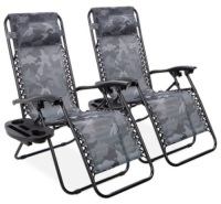 Set of 2 Adjustable Zero Gravity Patio Chair Recliners w/ Cup Holders&nbsp;