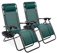 Set of 2 Adjustable Zero Gravity Patio Chair Recliners w/ Cup Holders&nbsp;