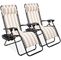 Set of 2 Adjustable Zero Gravity Patio Chair Recliners w/ Cup Holders&nbsp;