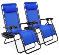 Set of 2 Adjustable Zero Gravity Patio Chair Recliners w/ Cup Holders&nbsp;