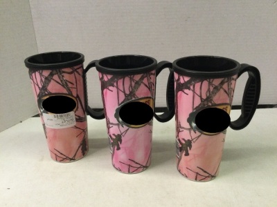 Lot of (3) Logo Pink Camo Cups, Appears New