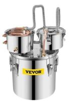 VEVOR 5 gal. Silver Stainless Steel Alcohol Distiller with Water Pump, Double Thumper Keg