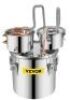 VEVOR 5 gal. Silver Stainless Steel Alcohol Distiller with Water Pump, Double Thumper Keg